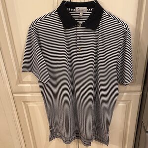 Peter Millar Navy and White Striped Polo Shirt